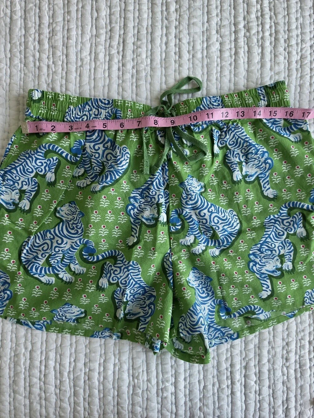 Printfresh Tiger Queen Jade Organic Cotton Long Sleeve & Shorts Sleep Set NWT M